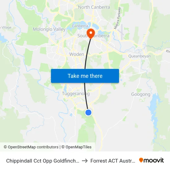 Chippindall Cct Opp Goldfinch Cct to Forrest ACT Australia map