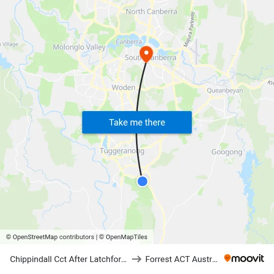 Chippindall Cct After Latchford St to Forrest ACT Australia map