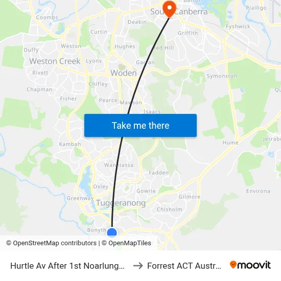 Hurtle Av After 1st Noarlunga Cr to Forrest ACT Australia map
