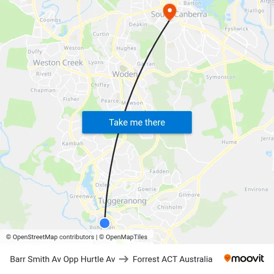 Barr Smith Av Opp Hurtle Av to Forrest ACT Australia map