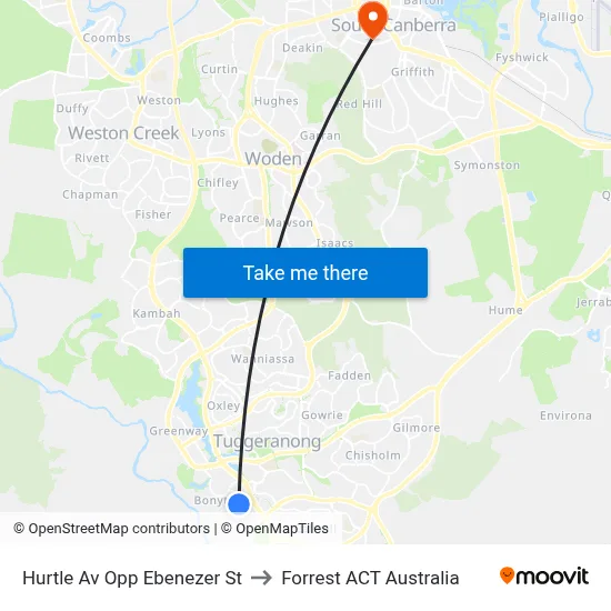 Hurtle Av Opp Ebenezer St to Forrest ACT Australia map
