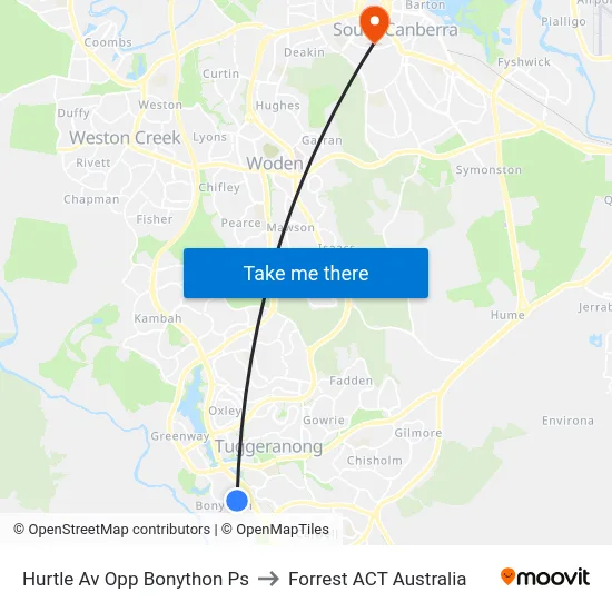 Hurtle Av Opp Bonython Ps to Forrest ACT Australia map