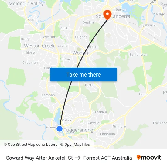 Soward Way After Anketell St to Forrest ACT Australia map