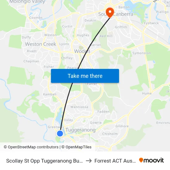 Scollay St Opp Tuggeranong Bus Depot to Forrest ACT Australia map