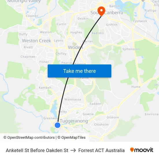 Anketell St Before Oakden St to Forrest ACT Australia map