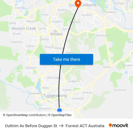 Outtrim Av Before Duggan St to Forrest ACT Australia map