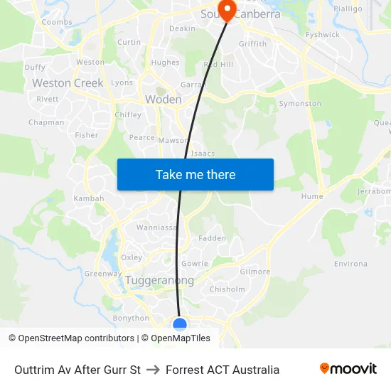 Outtrim Av After Gurr St to Forrest ACT Australia map