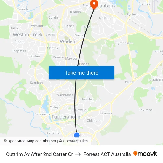 Outtrim Av After 2nd Carter Cr to Forrest ACT Australia map
