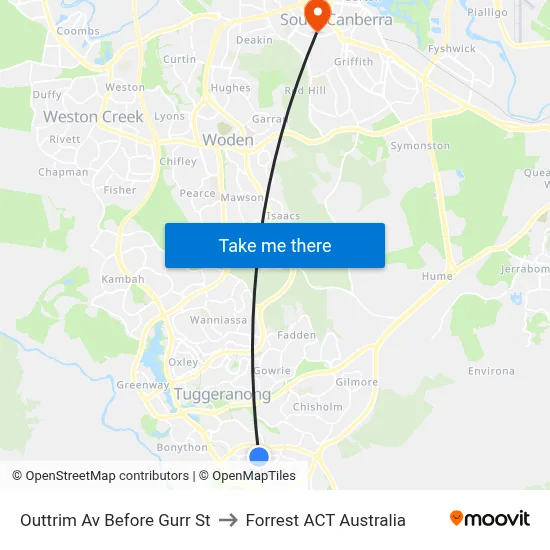 Outtrim Av Before Gurr St to Forrest ACT Australia map