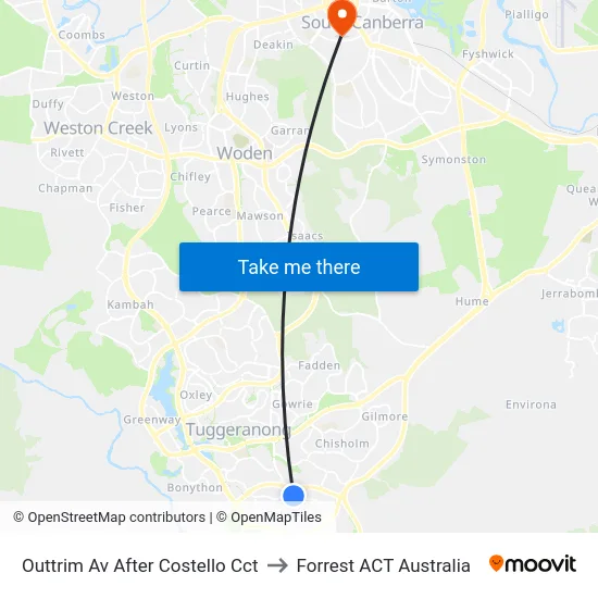Outtrim Av After Costello Cct to Forrest ACT Australia map