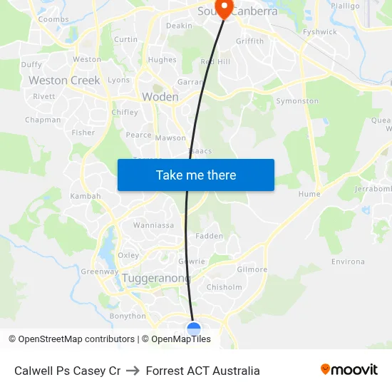 Calwell Ps Casey Cr to Forrest ACT Australia map