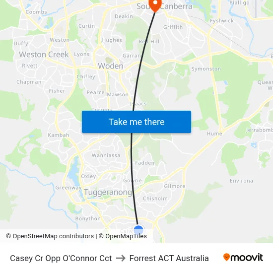 Casey Cr Opp O'Connor Cct to Forrest ACT Australia map