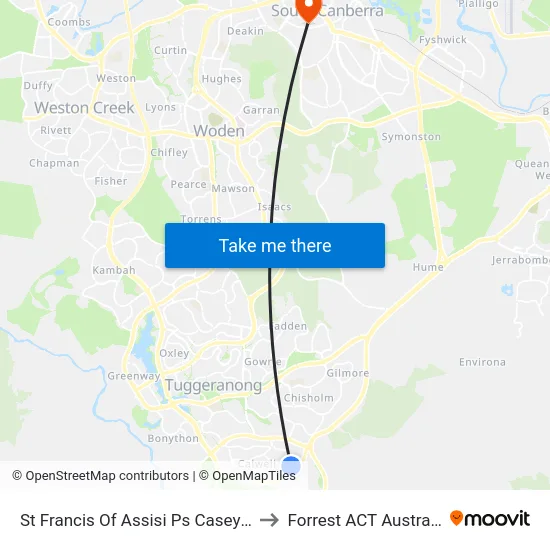 St Francis Of Assisi Ps Casey Cr to Forrest ACT Australia map