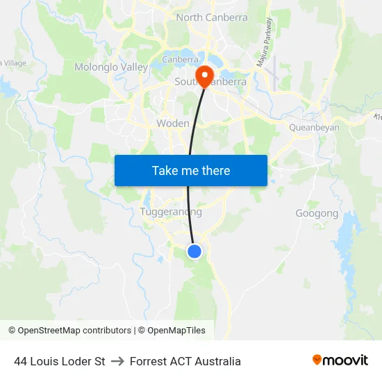44 Louis Loder St to Forrest ACT Australia map