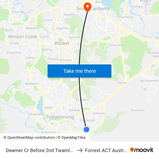 Deamer Cr Before 2nd Twamley Cr to Forrest ACT Australia map