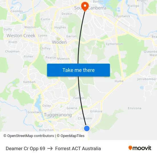 Deamer Cr Opp 69 to Forrest ACT Australia map