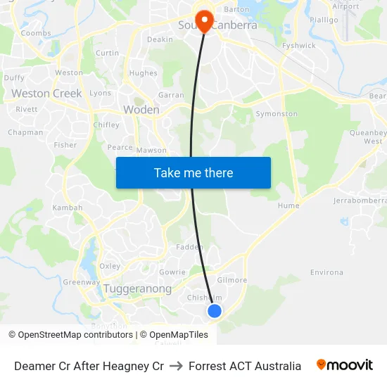 Deamer Cr After Heagney Cr to Forrest ACT Australia map