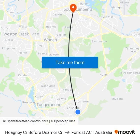 Heagney Cr Before Deamer Cr to Forrest ACT Australia map