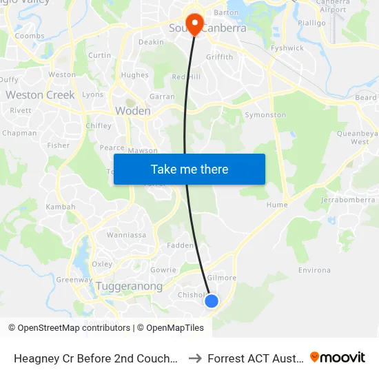 Heagney Cr Before 2nd Couchman Cr to Forrest ACT Australia map