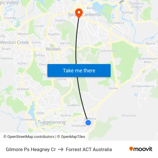 Gilmore Ps Heagney Cr to Forrest ACT Australia map