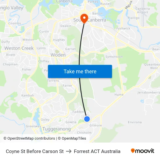 Coyne St Before Carson St to Forrest ACT Australia map