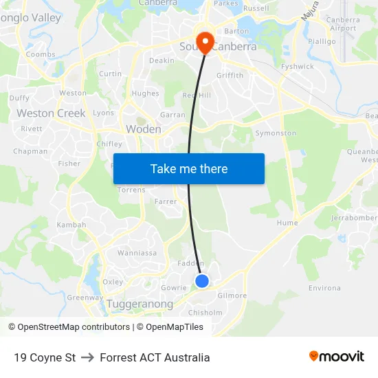 19 Coyne St to Forrest ACT Australia map