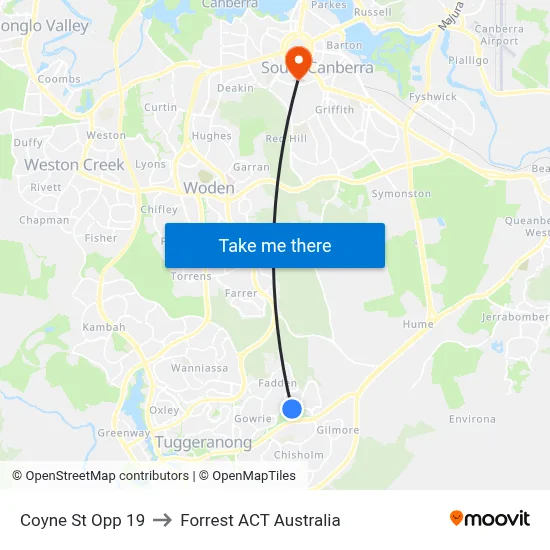 Coyne St Opp 19 to Forrest ACT Australia map