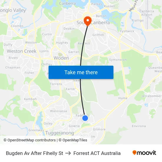 Bugden Av After Fihelly St to Forrest ACT Australia map