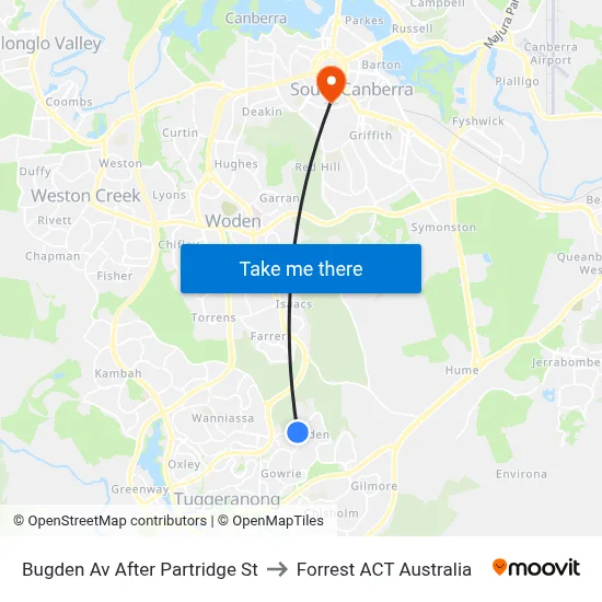 Bugden Av After Partridge St to Forrest ACT Australia map