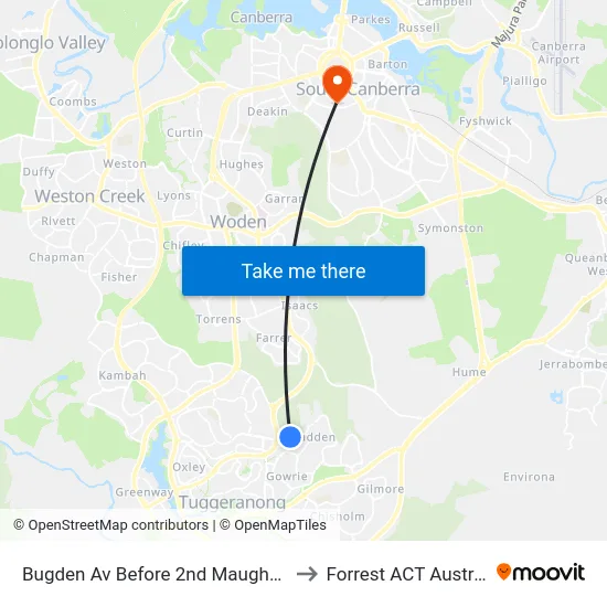 Bugden Av Before 2nd Maughan Cr to Forrest ACT Australia map