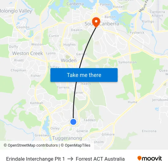 Erindale Interchange Plt 1 to Forrest ACT Australia map