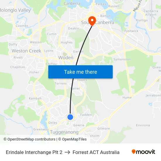 Erindale Interchange Plt 2 to Forrest ACT Australia map