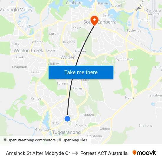 Amsinck St After Mcbryde Cr to Forrest ACT Australia map