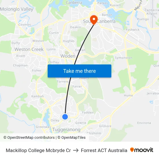 Mackillop College Mcbryde Cr to Forrest ACT Australia map