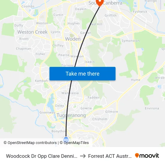 Woodcock Dr Opp Clare Dennis Av to Forrest ACT Australia map