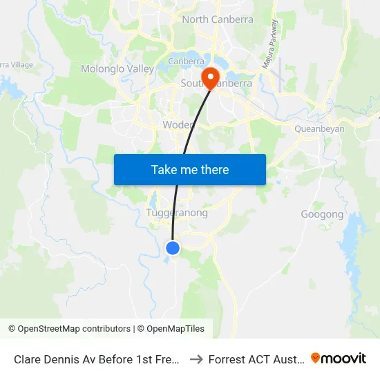 Clare Dennis Av Before 1st Fred Ln Cr to Forrest ACT Australia map