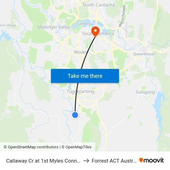 Callaway Cr at 1st Myles Connell Cr to Forrest ACT Australia map