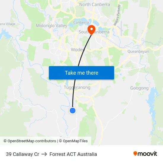 39 Callaway Cr to Forrest ACT Australia map