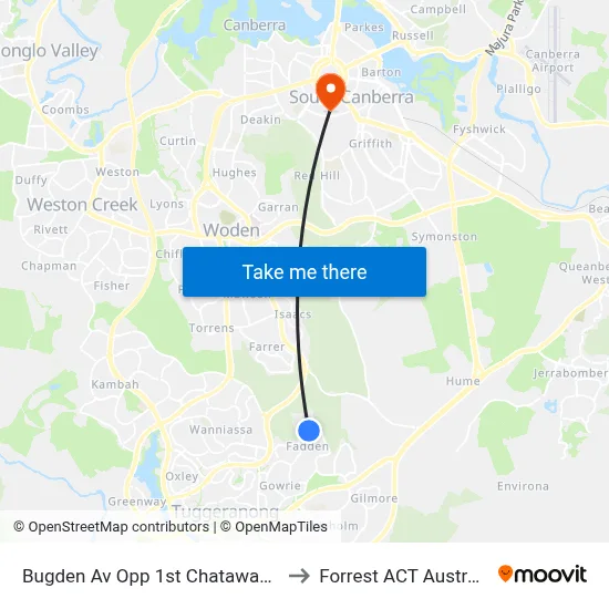 Bugden Av Opp 1st Chataway Cr to Forrest ACT Australia map