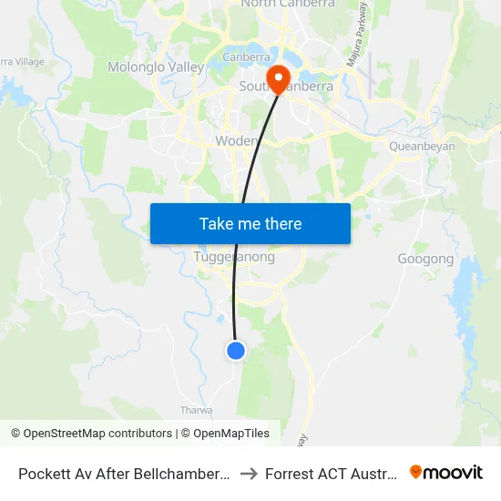 Pockett Av After Bellchambers Cr to Forrest ACT Australia map