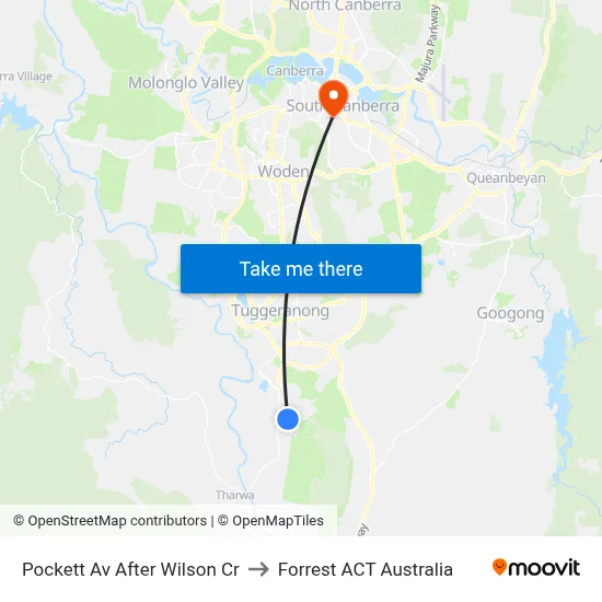 Pockett Av After Wilson Cr to Forrest ACT Australia map