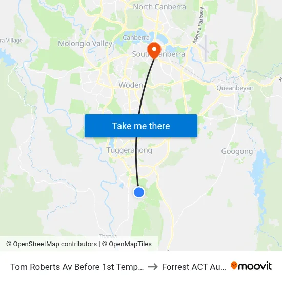 Tom Roberts Av Before 1st Templestowe Av to Forrest ACT Australia map