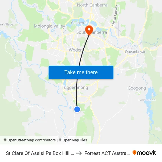 St Clare Of Assisi Ps Box Hill Av to Forrest ACT Australia map