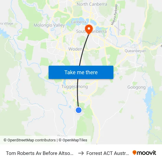 Tom Roberts Av Before Altson Cct to Forrest ACT Australia map