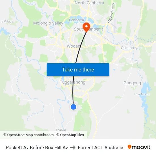 Pockett Av Before Box Hill Av to Forrest ACT Australia map