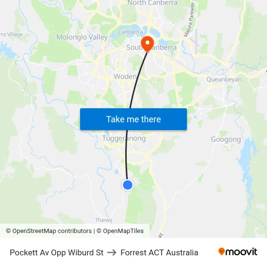Pockett Av Opp Wiburd St to Forrest ACT Australia map