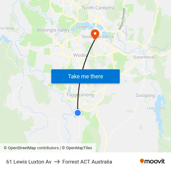 61 Lewis Luxton Av to Forrest ACT Australia map