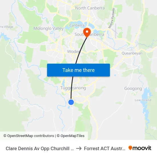 Clare Dennis Av Opp Churchill Way to Forrest ACT Australia map