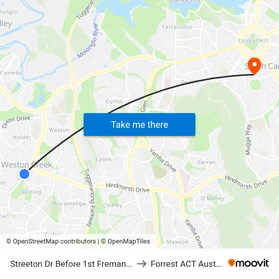 Streeton Dr Before 1st Fremantle Dr to Forrest ACT Australia map