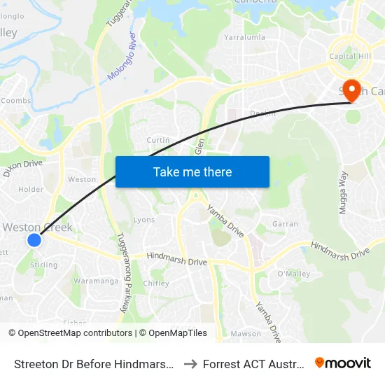 Streeton Dr Before Hindmarsh Dr to Forrest ACT Australia map